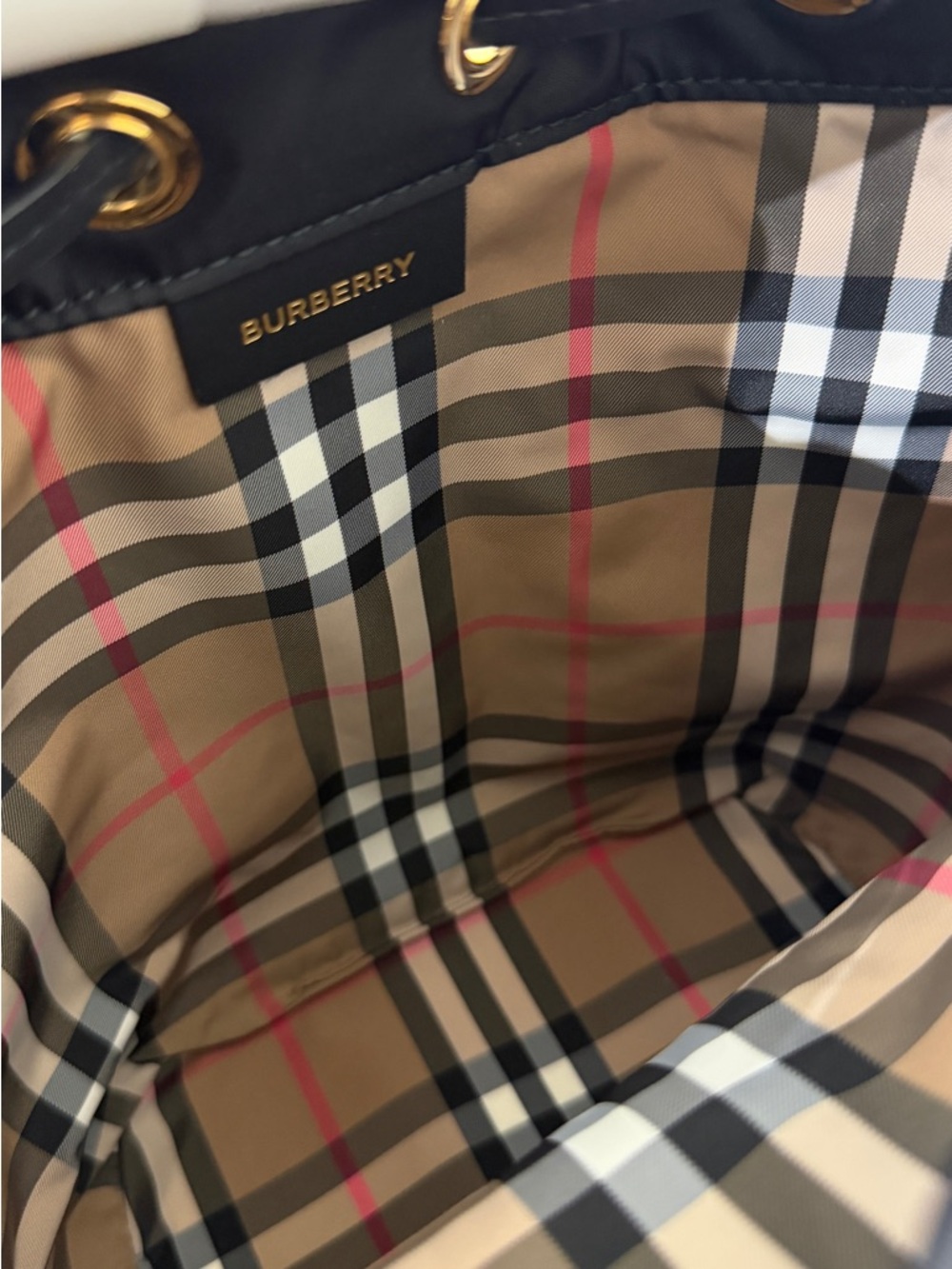 Sale ends 5/1 Burberry Black Mini Drawstring Bucket Bag with Gold Hardware New - Picture 6 of 8